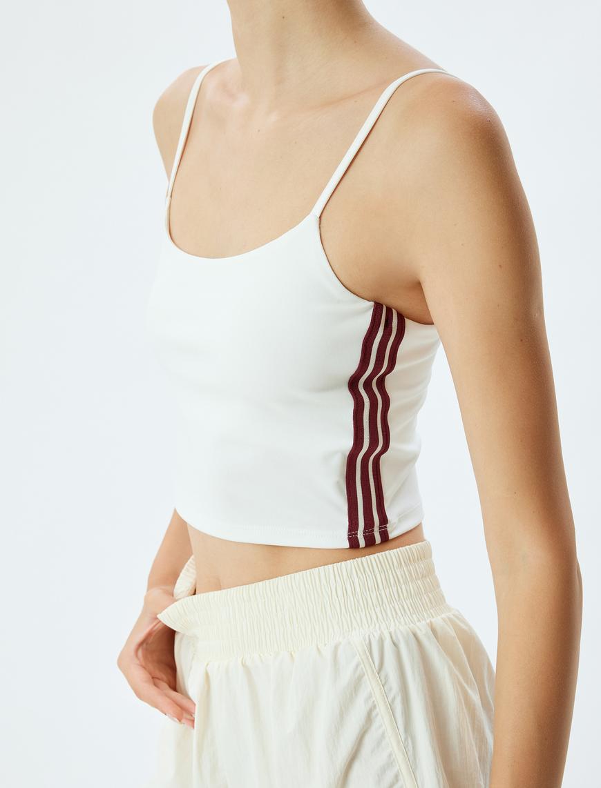   Spor Crop Atlet Biyeli İp Askılı Bisiklet Yaka Slim Fit