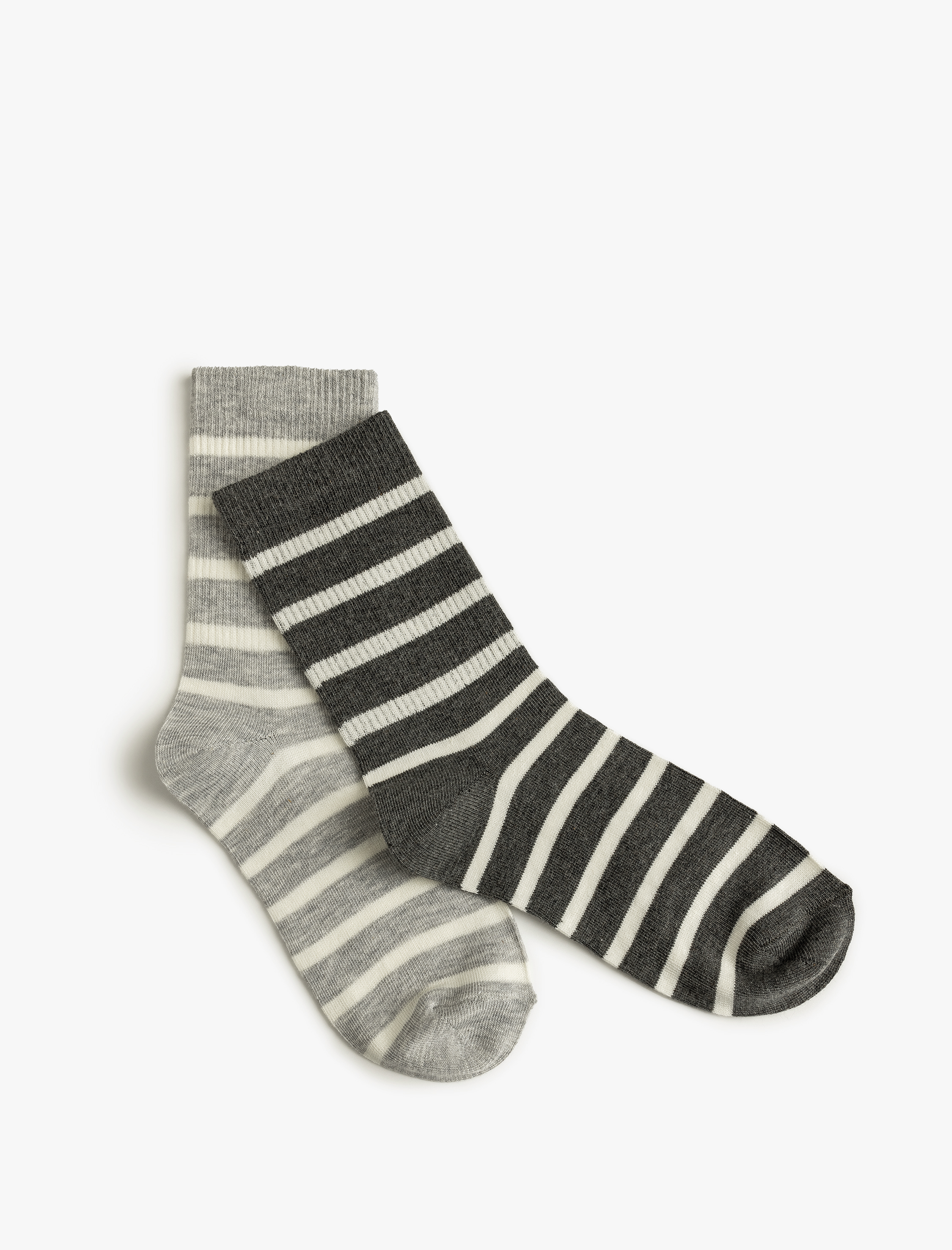  Kadın 2'li Soket Çorap Seti Çok Renkli Şerit Desenli