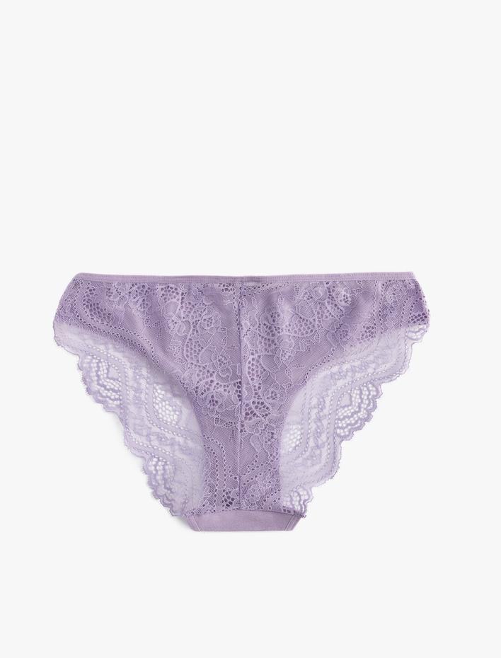  Pamuklu Brazilian Külot Arkası Dantelli Baskı Detaylı