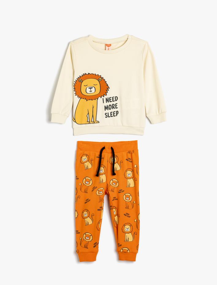 Erkek Bebek Pijama Takımı Uzun Kollu Tişört ve Beli Lastikli Pijama Altı 2 Parça