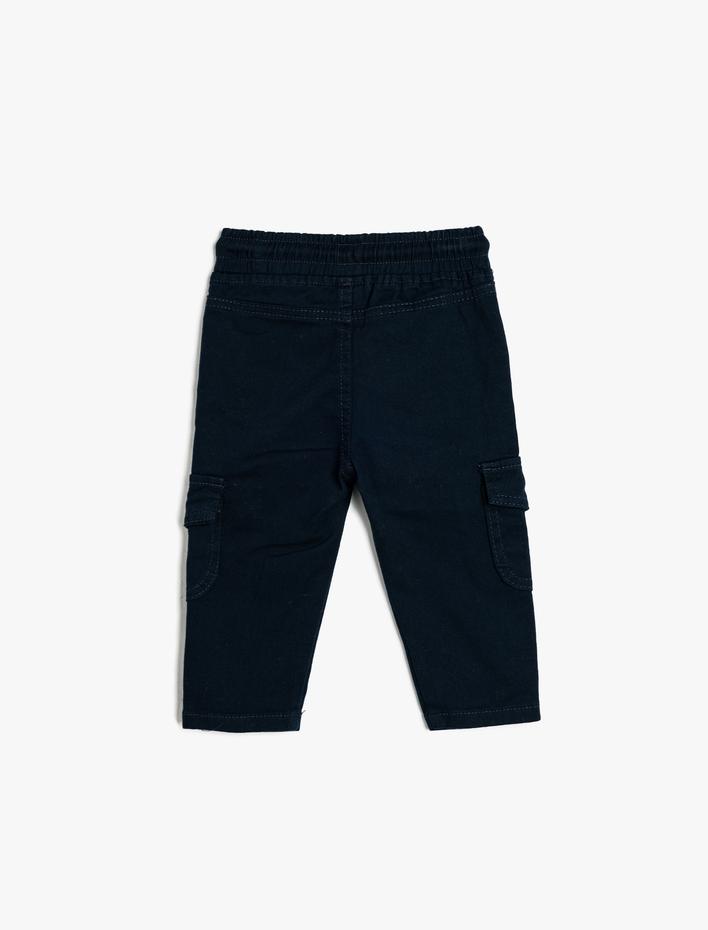 Erkek Bebek Kargo Pantolon Beli Bağlamalı Cepli Pamuklu
