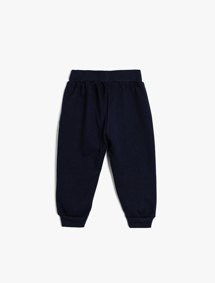 Erkek Bebek Jogger Eşofman Altı Dinozor Baskılı Pamuklu Şardonlu