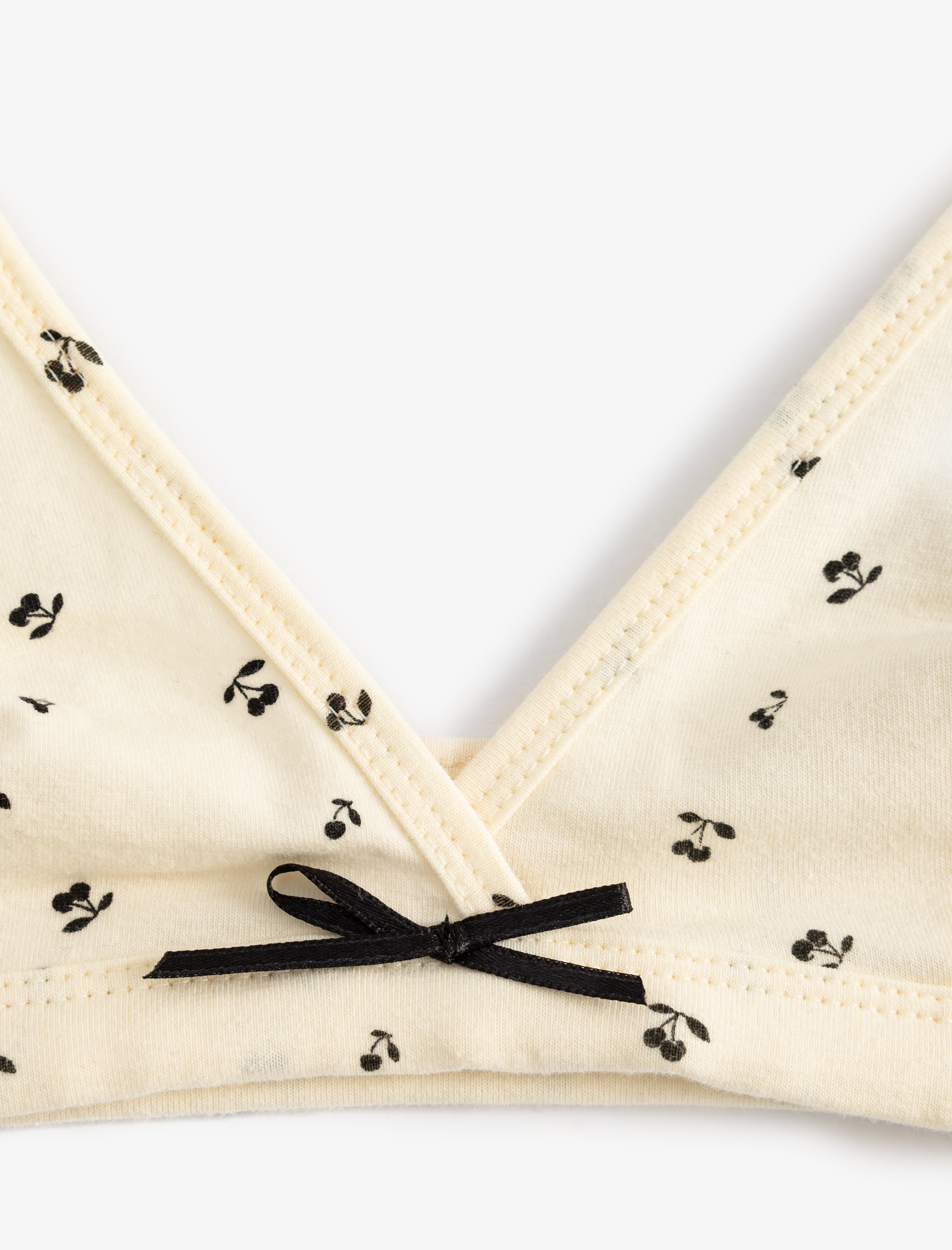 Kiraz Baskılı Bralet Fiyonk Detaylı Pamuklu