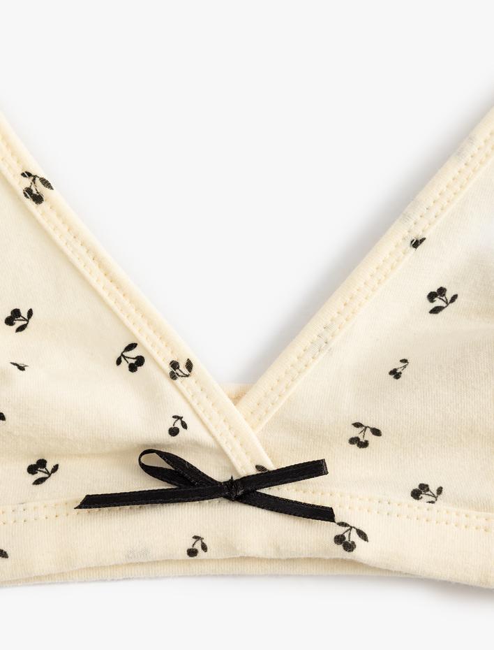  Kiraz Baskılı Bralet Fiyonk Detaylı Pamuklu