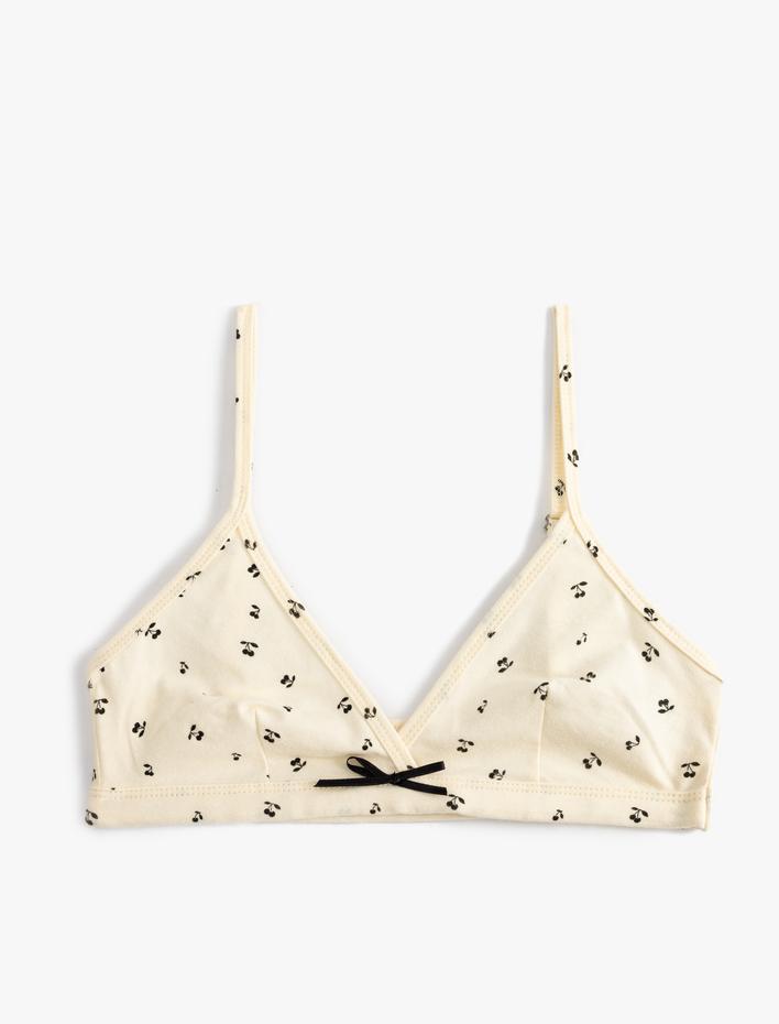  Kiraz Baskılı Bralet Fiyonk Detaylı Pamuklu