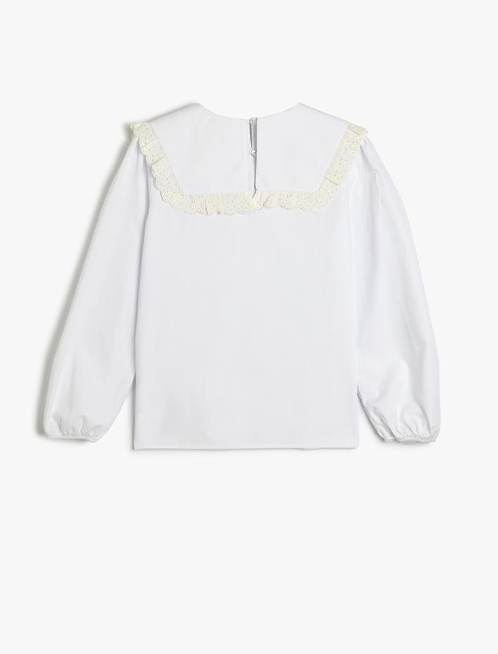 Kız Çocuk Geniş Bebe Yaka Gömlek Uzun Kollu Pamuklu