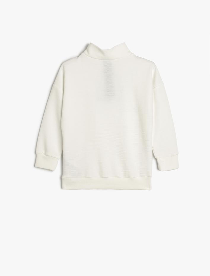 Erkek Çocuk Sweatshirt Dik Yaka Yarım Fermuarlı İşleme Detaylı Uzun Kollu
