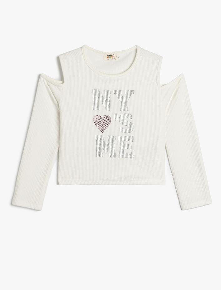 Kız Çocuk Bluz Uzun Kollu Bisiklet Yaka Pencere Detaylı