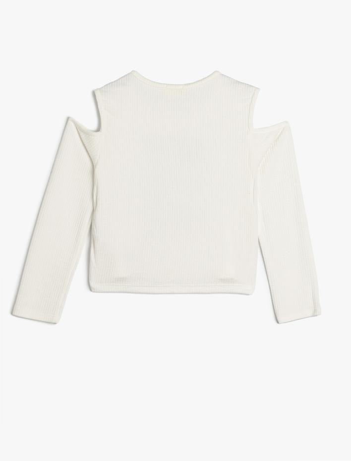 Kız Çocuk Bluz Uzun Kollu Bisiklet Yaka Pencere Detaylı