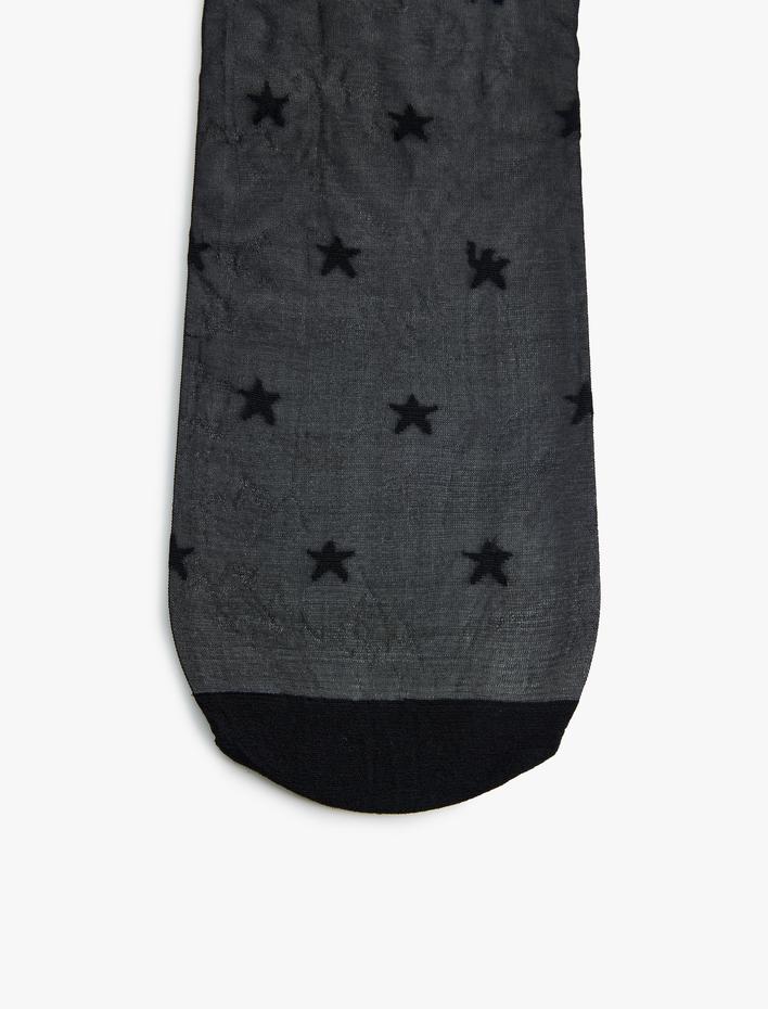 Kadın Külotlu Çorap 15 Den Yıldız Desenli