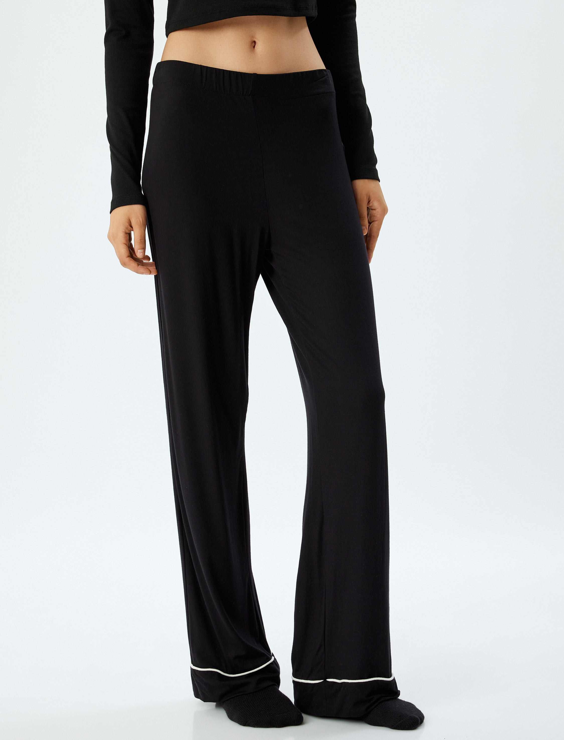 Pijama Altı Düz Bol Paça Standart Bel