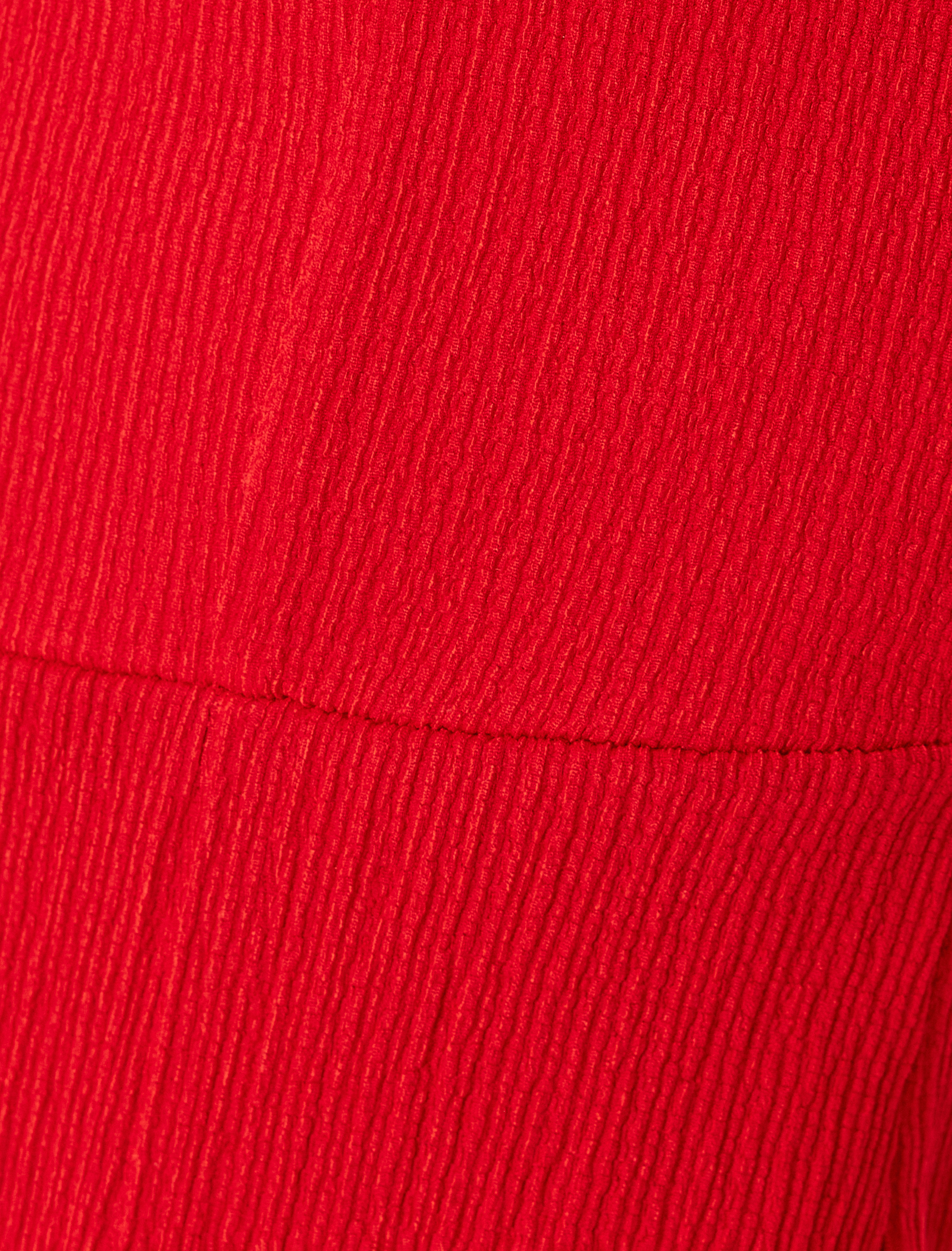 Balon Kol Elbise Bodycon Midi Boy Kare Yaka Sırtı Bağcıklı Yırtmaç Detaylı Bürümcük