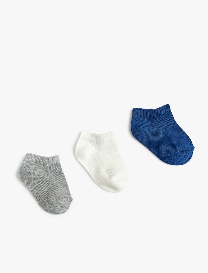 Erkek Bebek 3’lü Çok Renkli Pamuk Karışımlı Çorap Seti