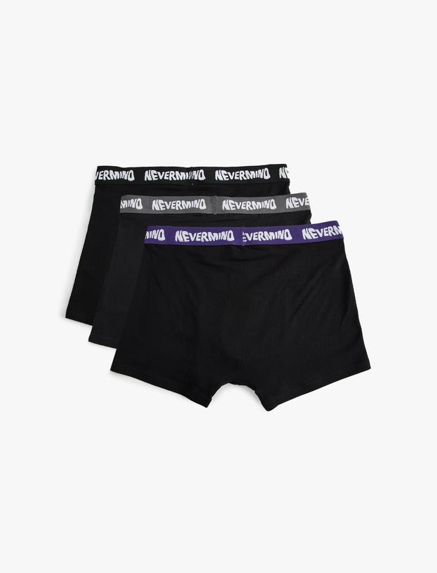 3'lü Boxer Seti Oversize Slogan Baskılı Pamuklu_1