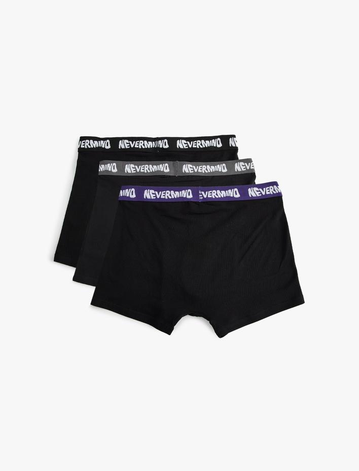  3'lü Boxer Seti Oversize Slogan Baskılı Pamuklu