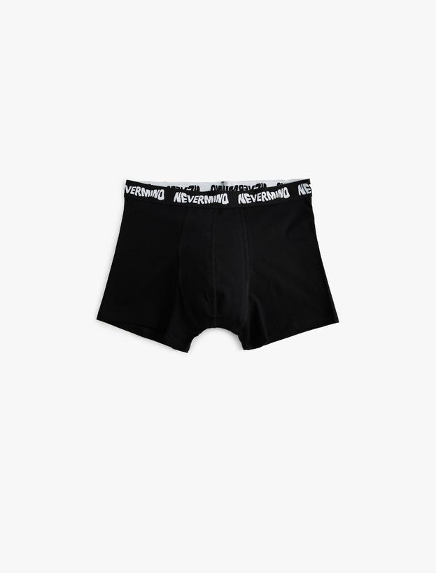 3'lü Boxer Seti Oversize Slogan Baskılı Pamuklu_2