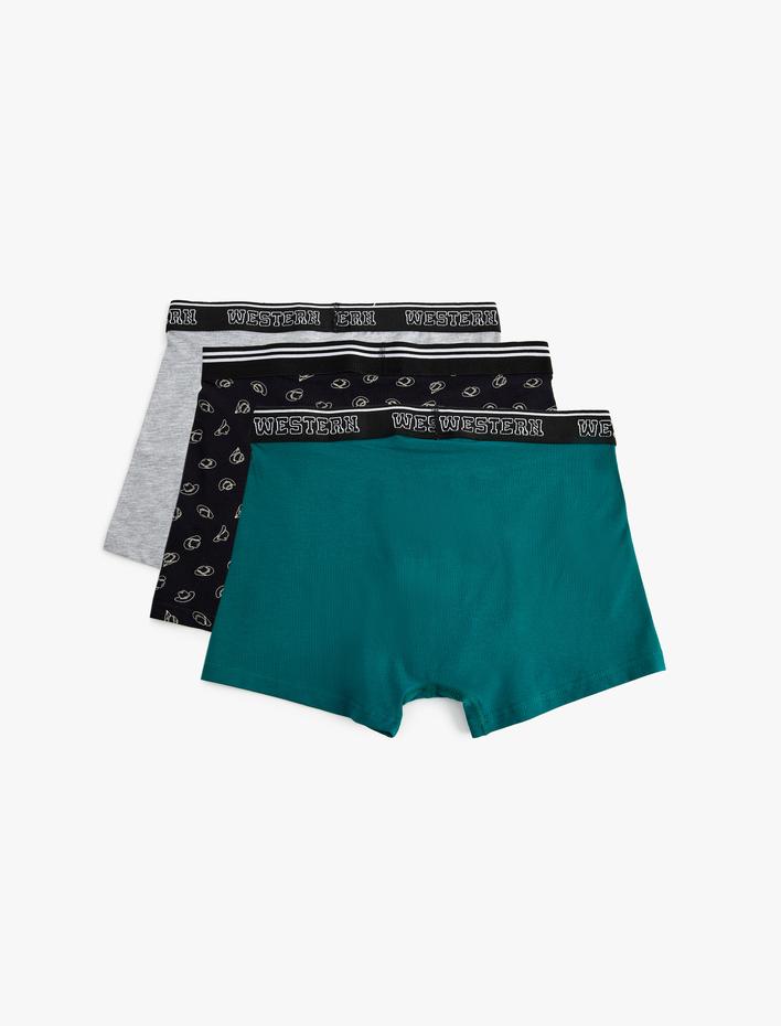  Kovboy Temalı Baskılı Pamuklu 3'lü Boxer Seti