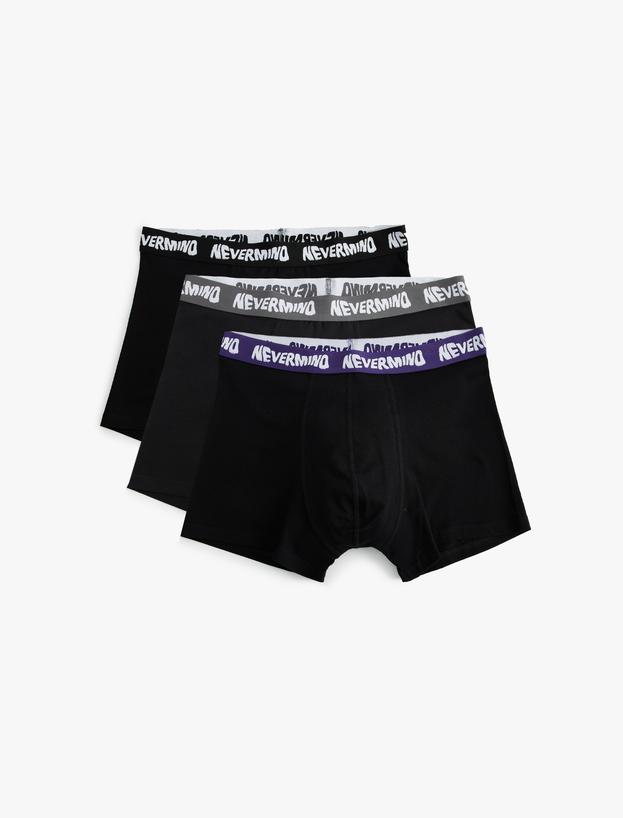 3'lü Boxer Seti Oversize Slogan Baskılı Pamuklu_0
