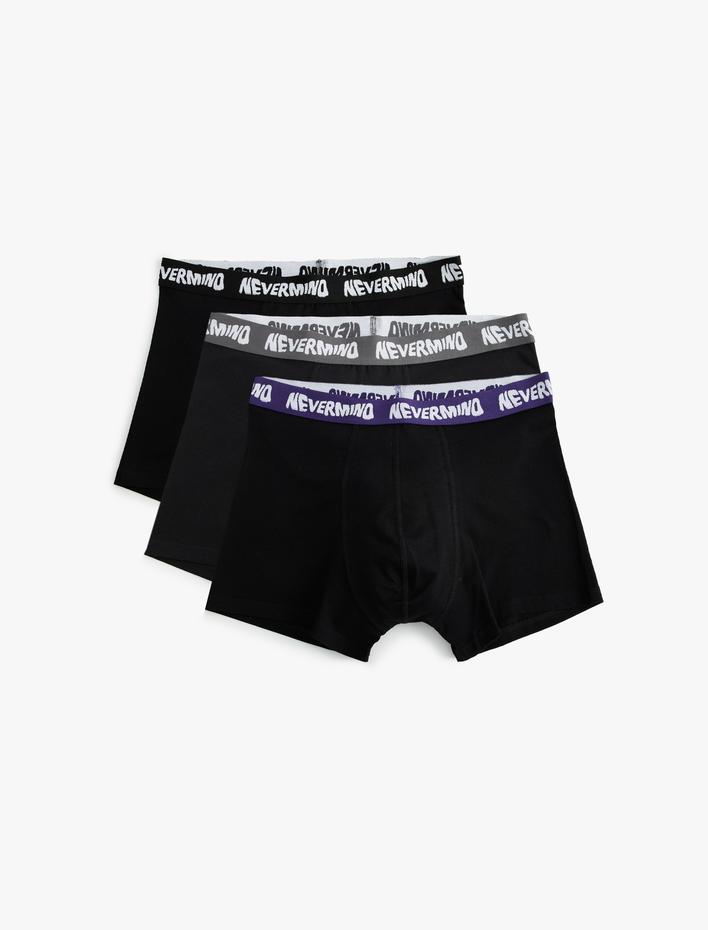  3'lü Boxer Seti Oversize Slogan Baskılı Pamuklu