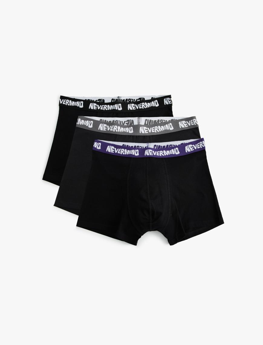   3'lü Boxer Seti Oversize Slogan Baskılı Pamuklu