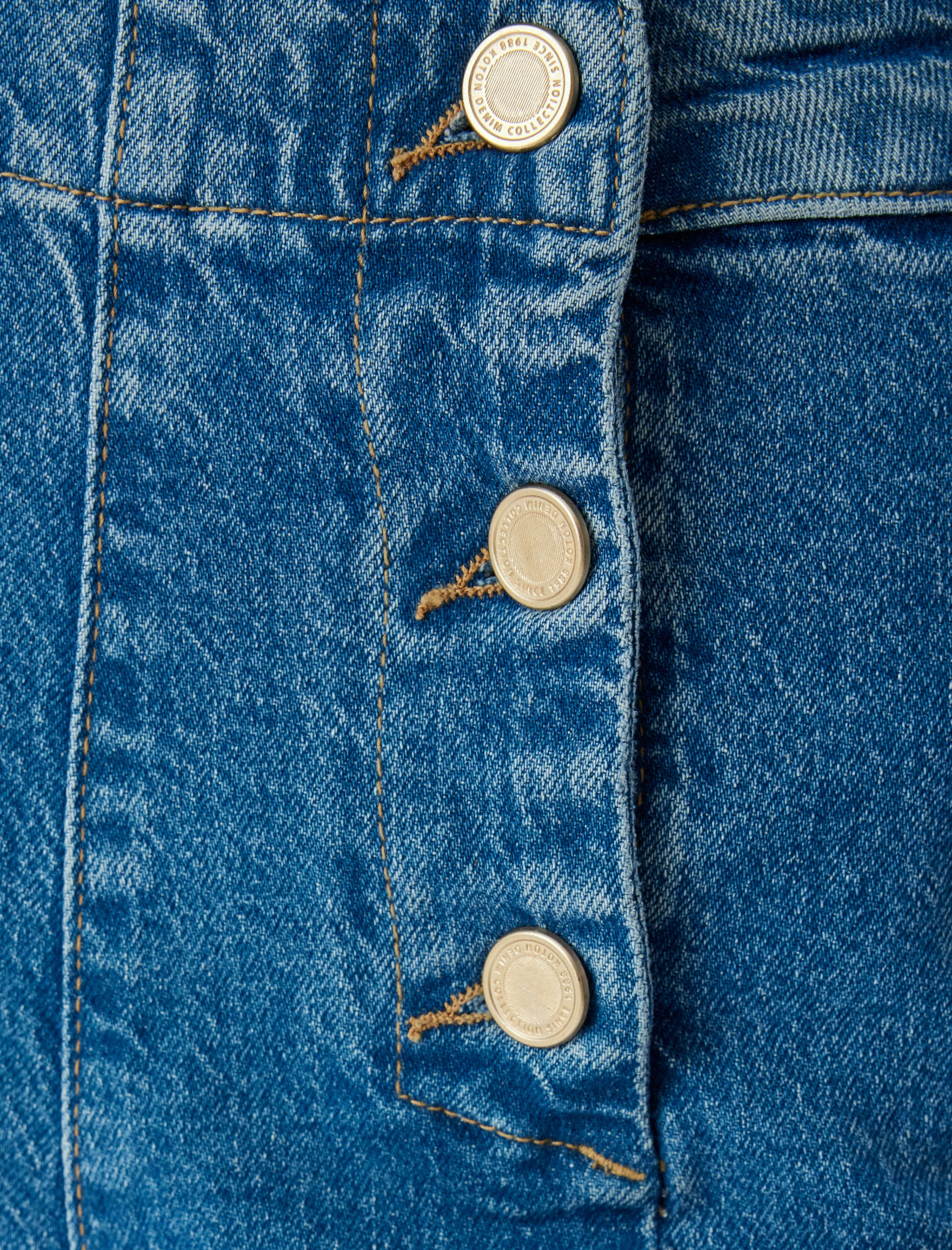   Yüksek Bel İspanyol Paça Düğme Detaylı Slim Kot Pantolon