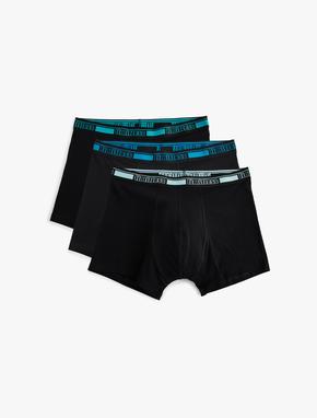 3'lü Boxer Seti Slim Fit Slogan Baskılı Pamuklu