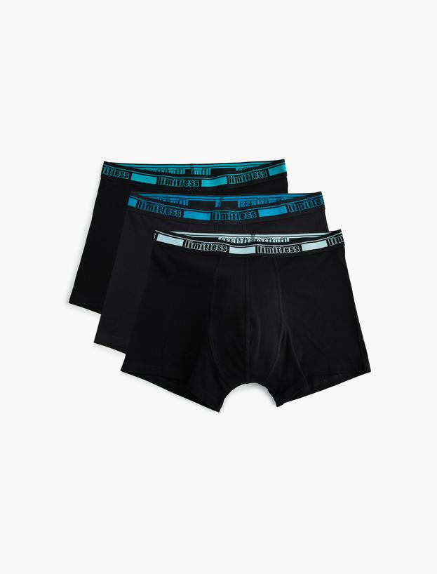 3'lü Boxer Seti Slim Fit Slogan Baskılı Pamuklu_0