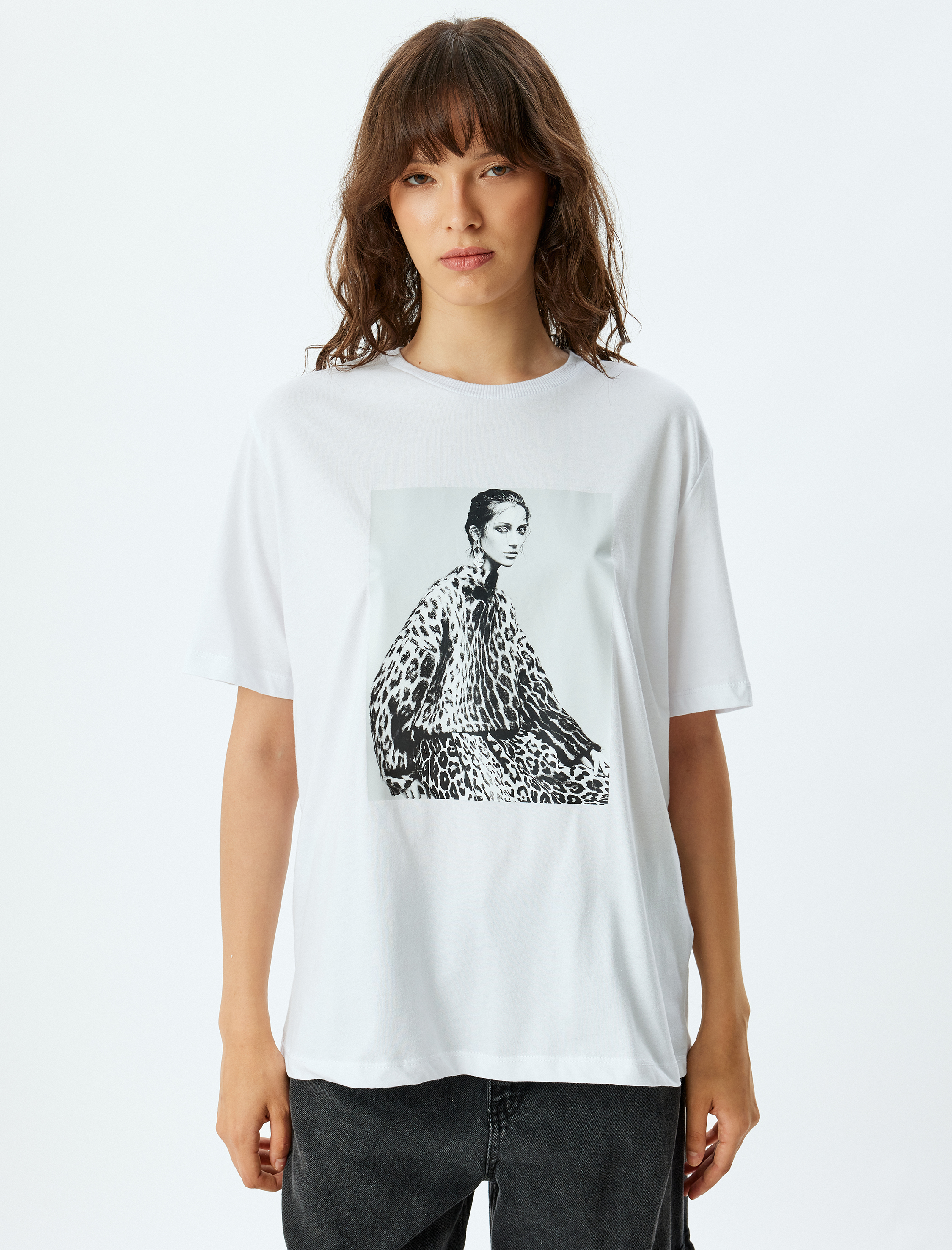   Fotoğraf Baskılı Tişört Kısa Kollu Bisiklet Yaya Pamuklu