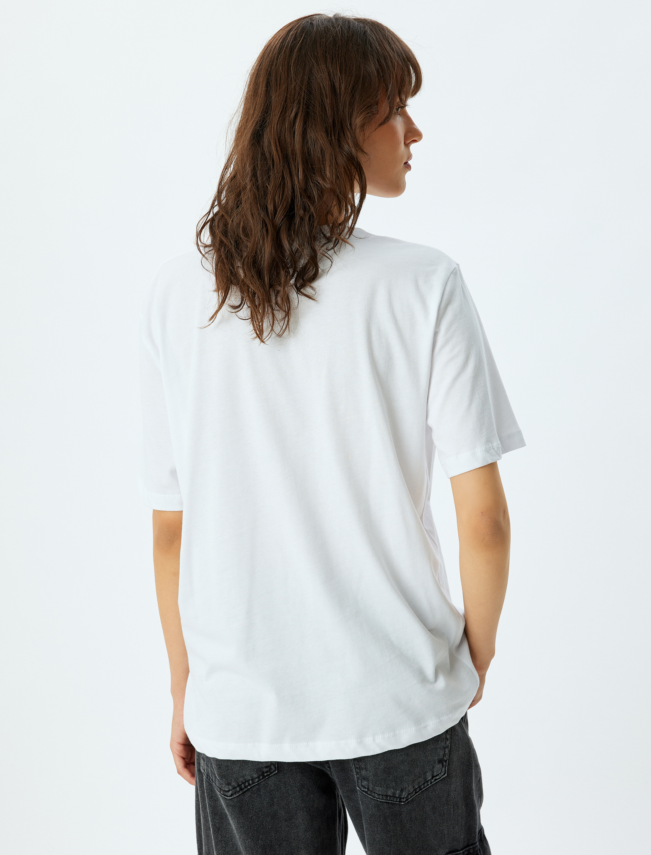   Fotoğraf Baskılı Tişört Kısa Kollu Bisiklet Yaya Pamuklu