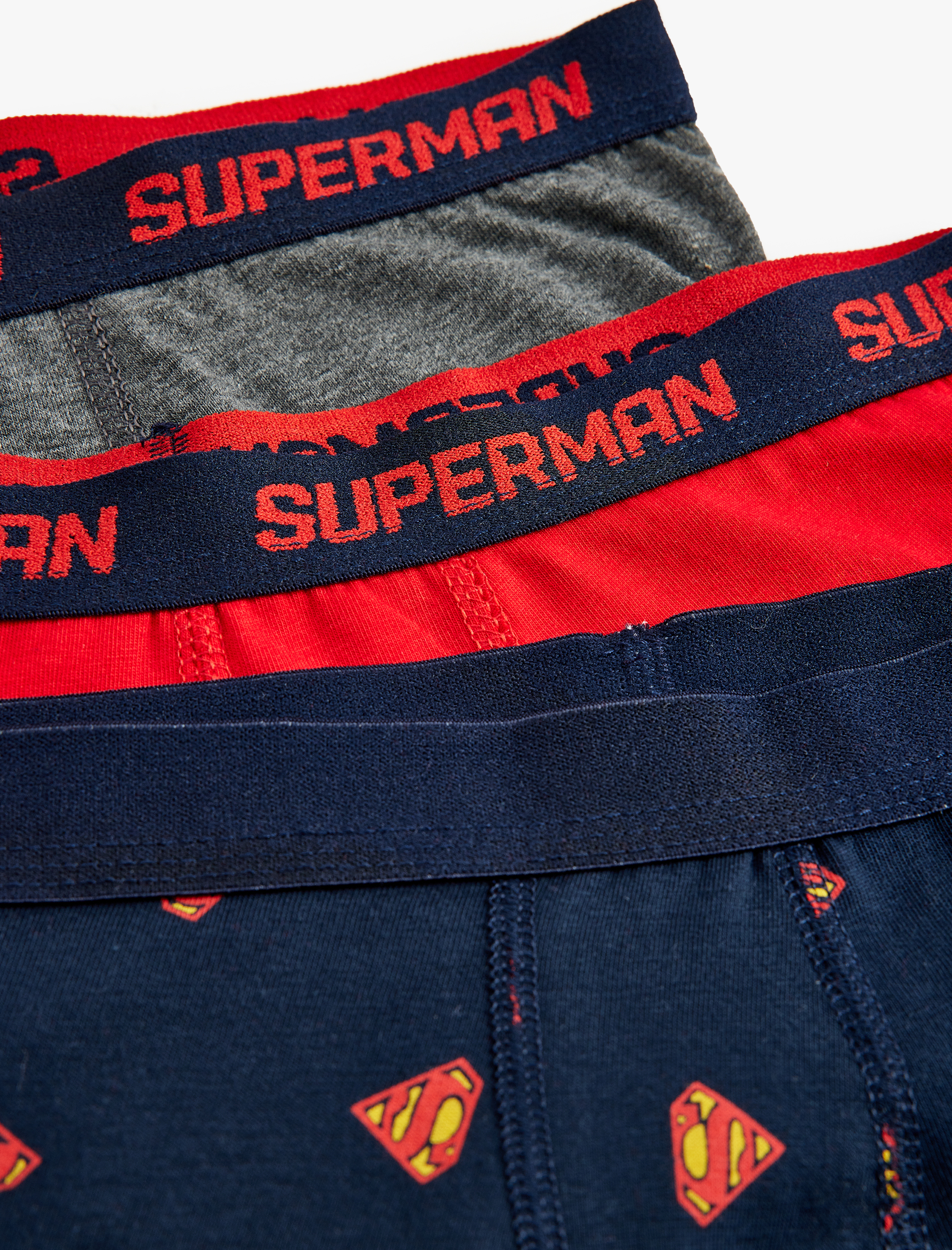 Erkek Çocuk Pamuklu Lisanslı Üçlü Superman Baskılı Boxer Seti