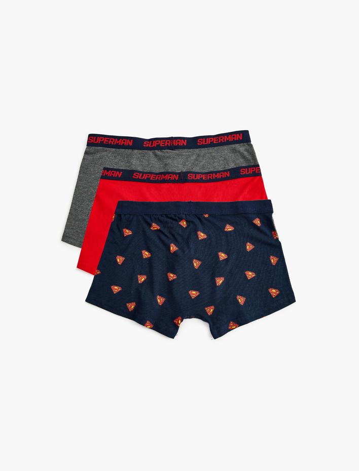 Erkek Çocuk Pamuklu Lisanslı Üçlü Superman Baskılı Boxer Seti