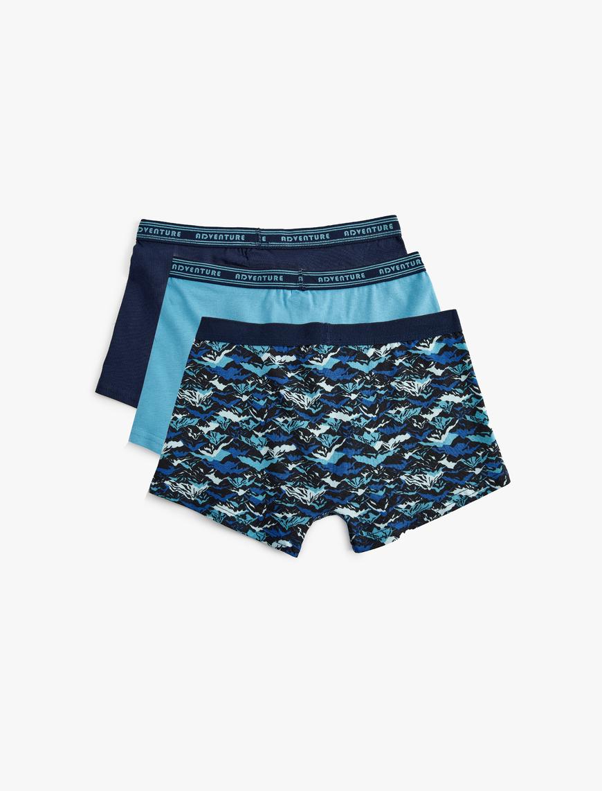  Erkek Çocuk 3'lü Boxer Seti Baskı Detaylı Çok Renkli
