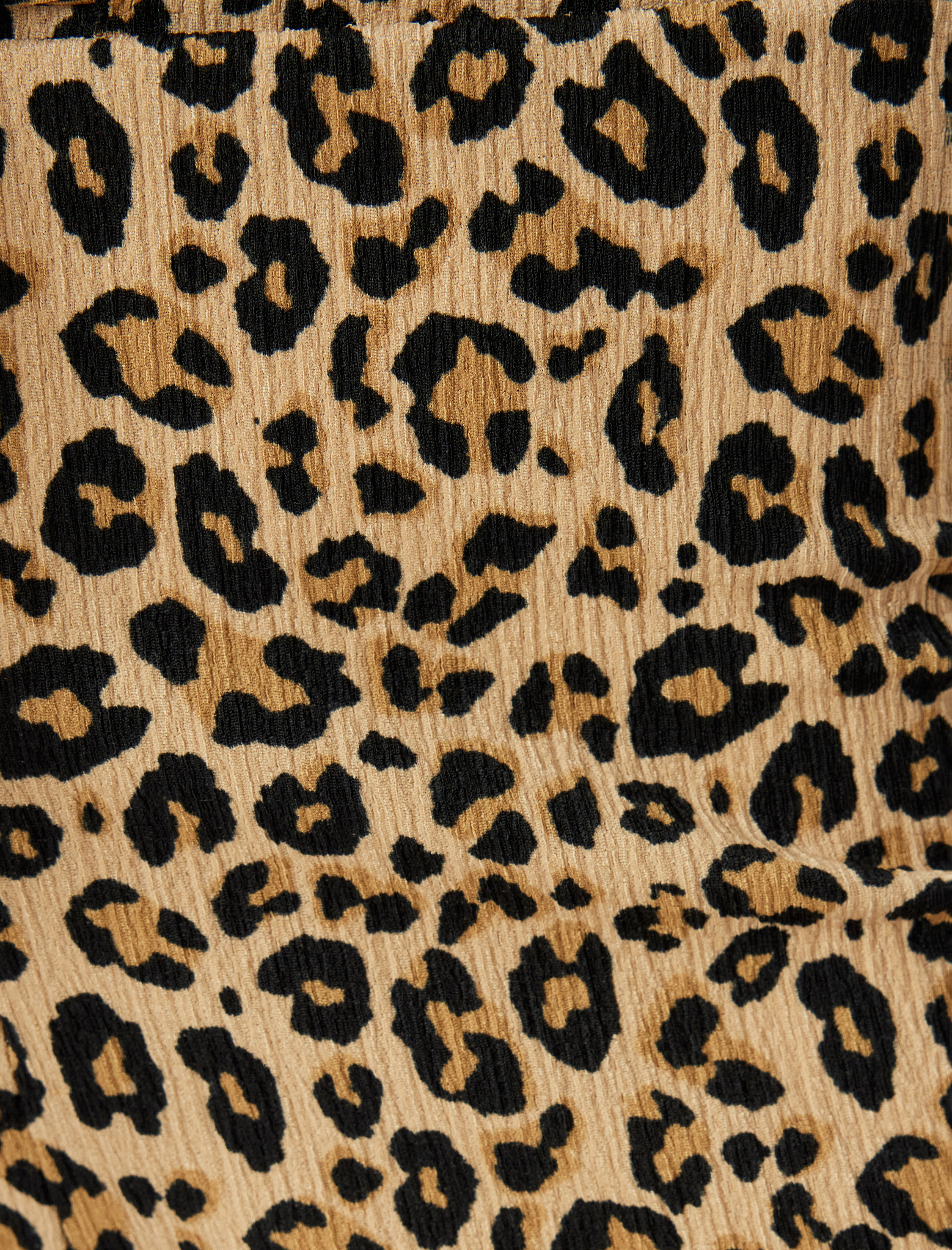   Leopar Pantolon Bol Paça Bağcıklı Yüksek Bel Bürümcük Rahat Kalıp