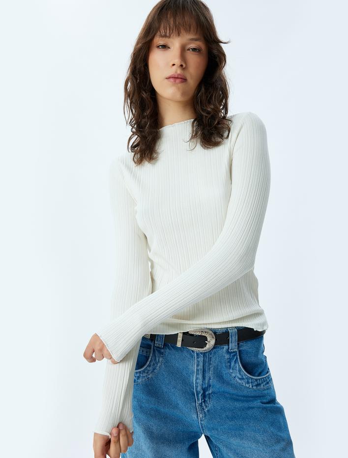  Uzun Kollu Body Hafif Dik Yaka Kaşkorse Viskon Kumaş