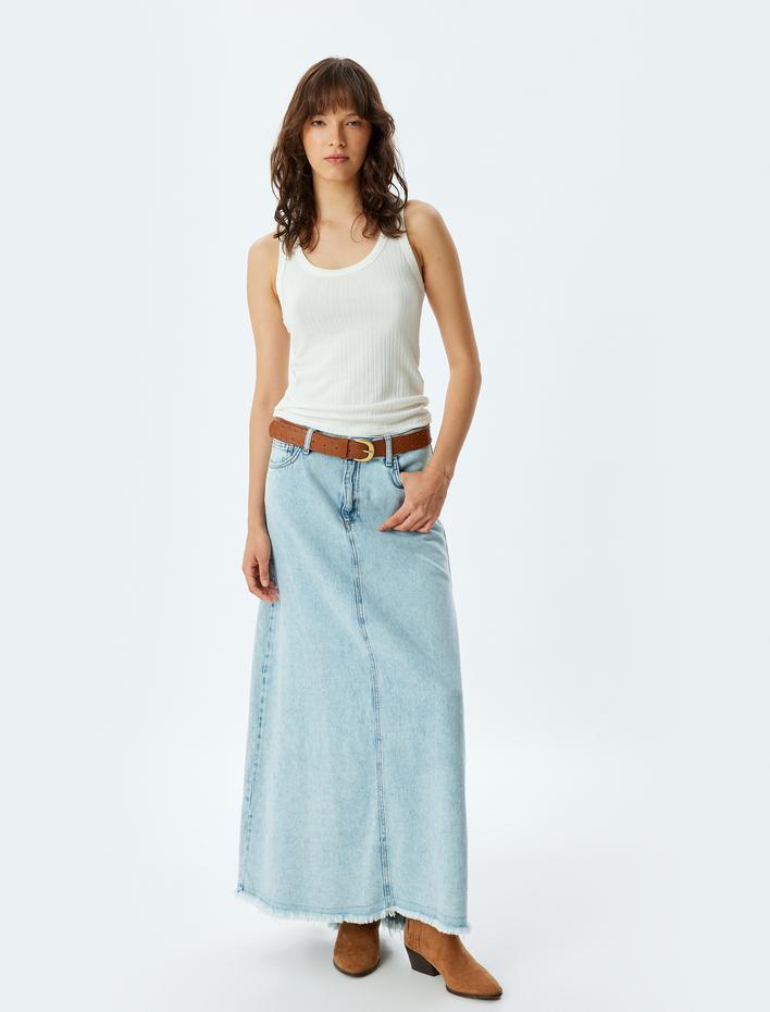  Basic Fitilli Atlet U Yaka Slim Fit Viskon Kumaş Karışımlı