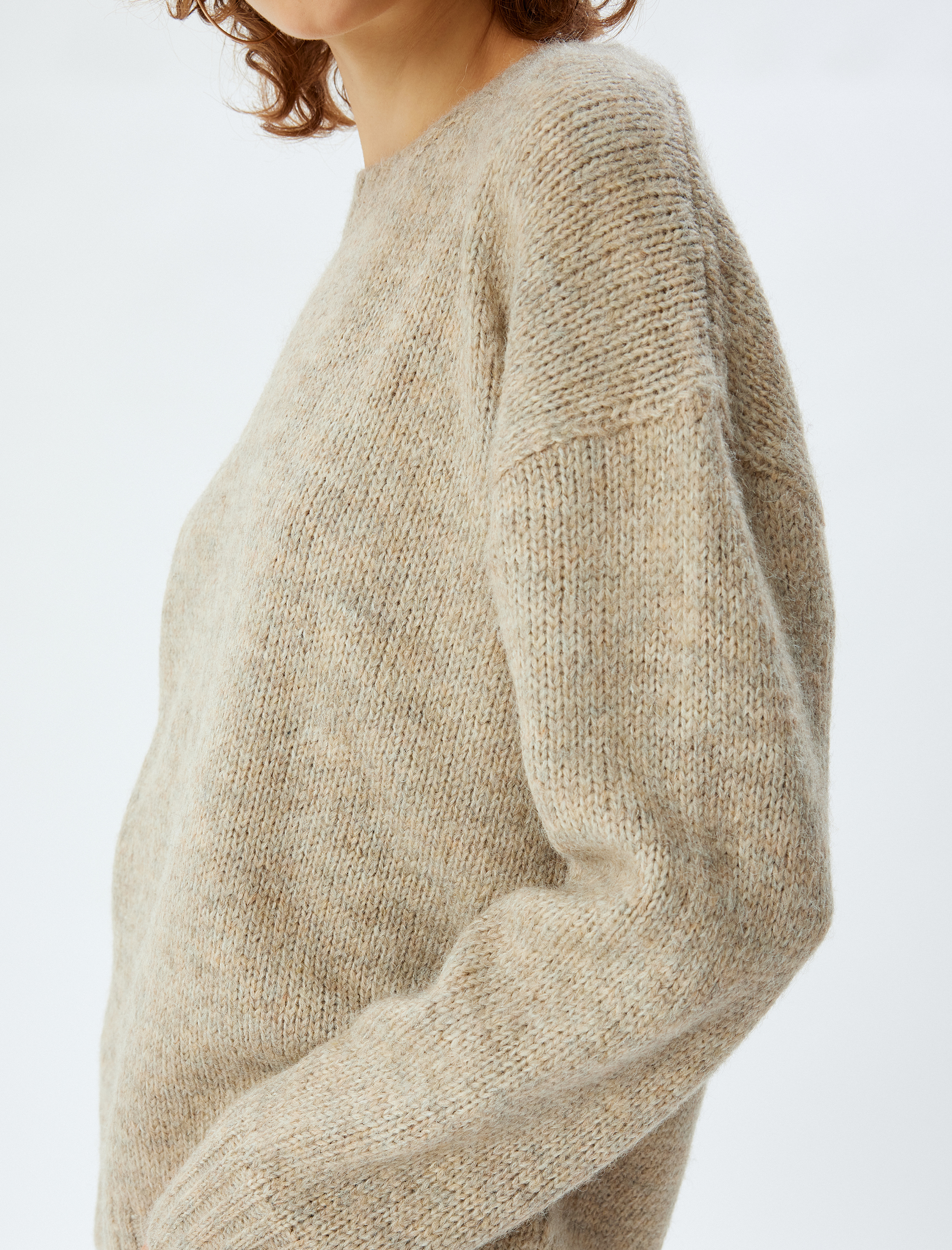   Basic Triko Tunik Bisiklet Yaka Uzun Kollu