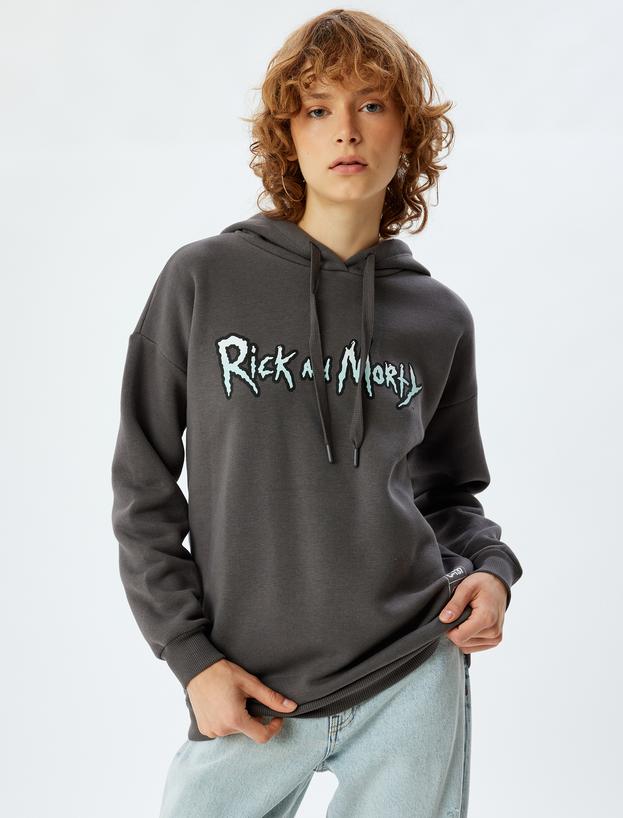 Rick and Morty Oversize Arkası Baskılı Kapüşonlu Sweatshirt Lisanslı Şardonlu_2