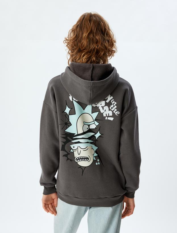 Rick and Morty Oversize Arkası Baskılı Kapüşonlu Sweatshirt Lisanslı Şardonlu_3