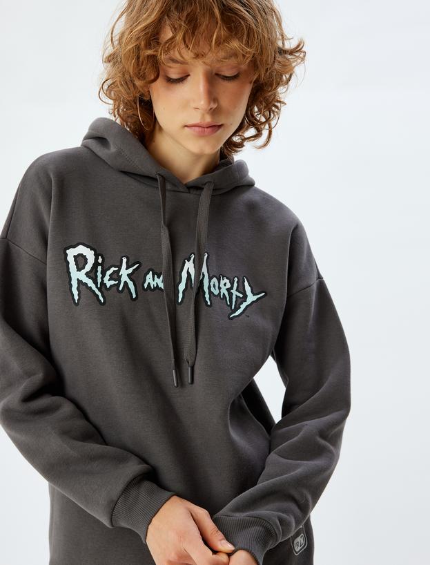 Rick and Morty Oversize Arkası Baskılı Kapüşonlu Sweatshirt Lisanslı Şardonlu_1