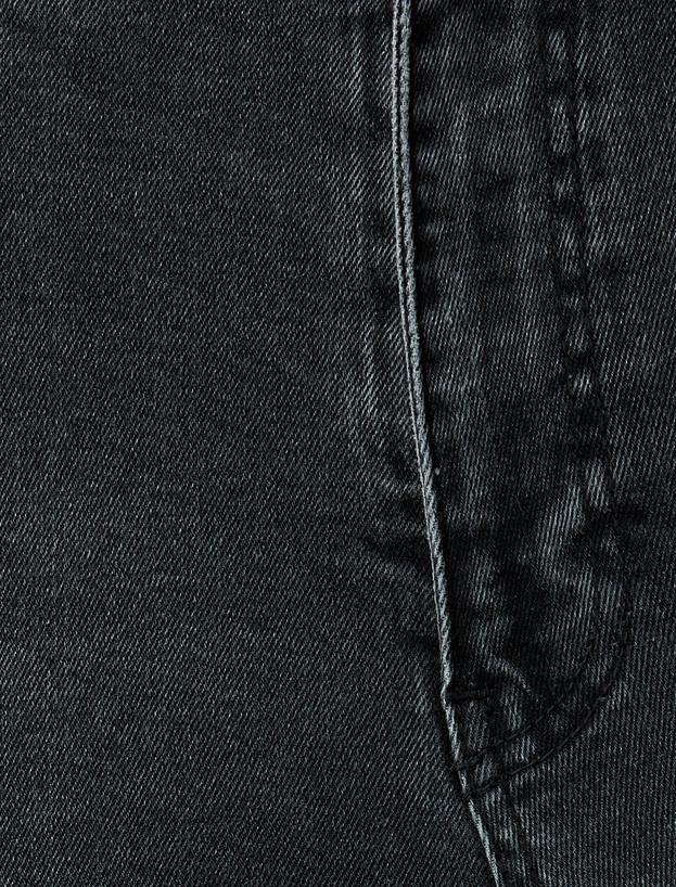 İspanyol Paça Kot Pantolon Slim Fit Yüksek Bel Düğmeli - Flare Jean_5