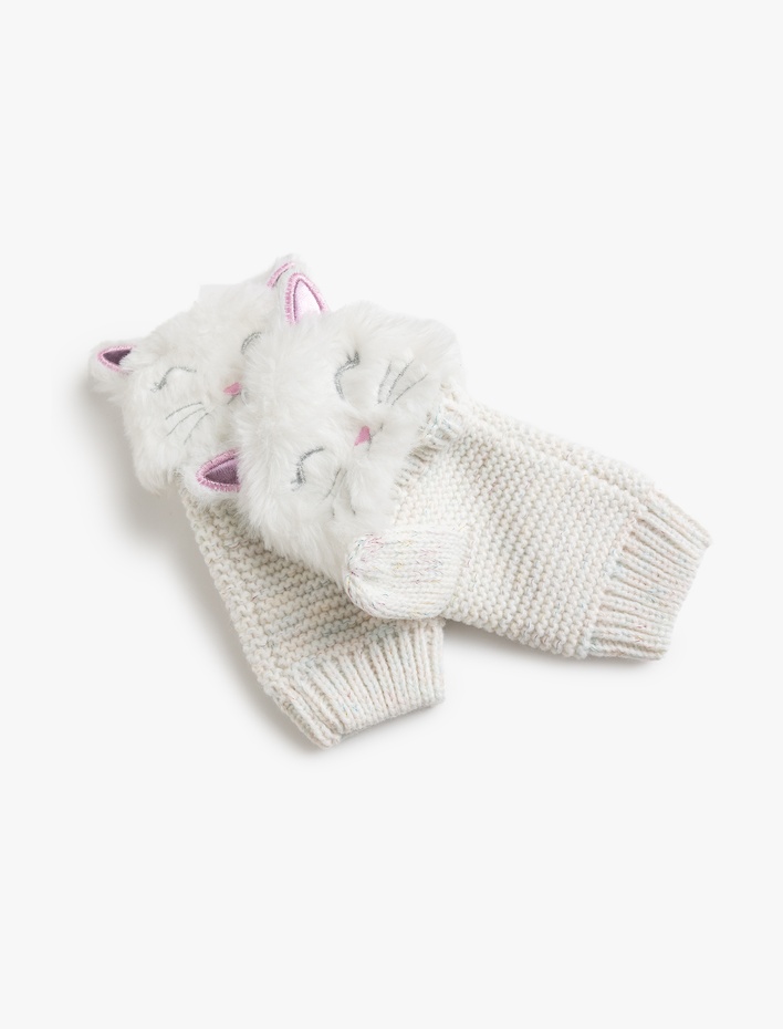 Kız Çocuk Peluş Hayvan Figürlü Kapaklı Eldiven