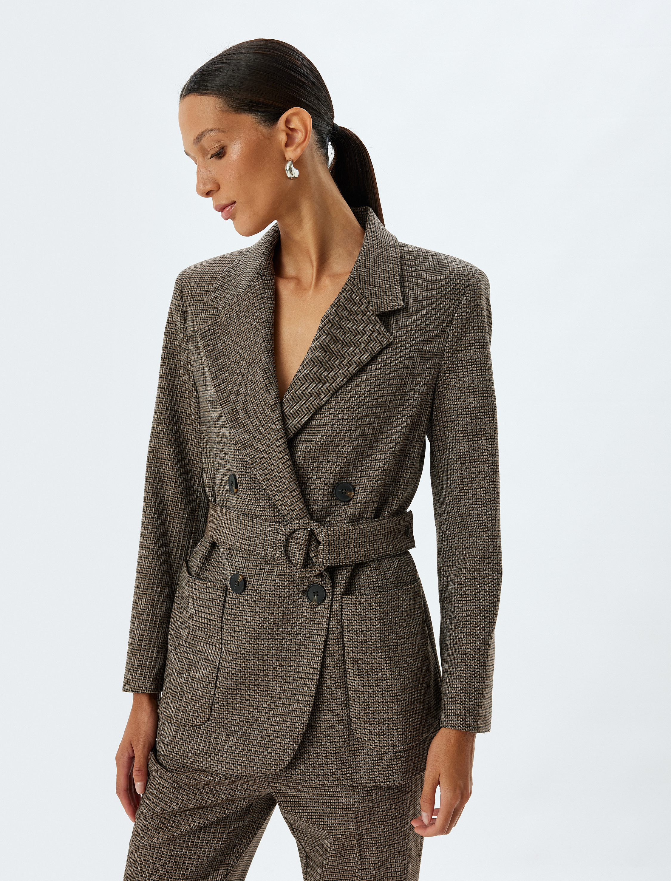   Cepli Kruvaze Kemerli Blazer Ceket