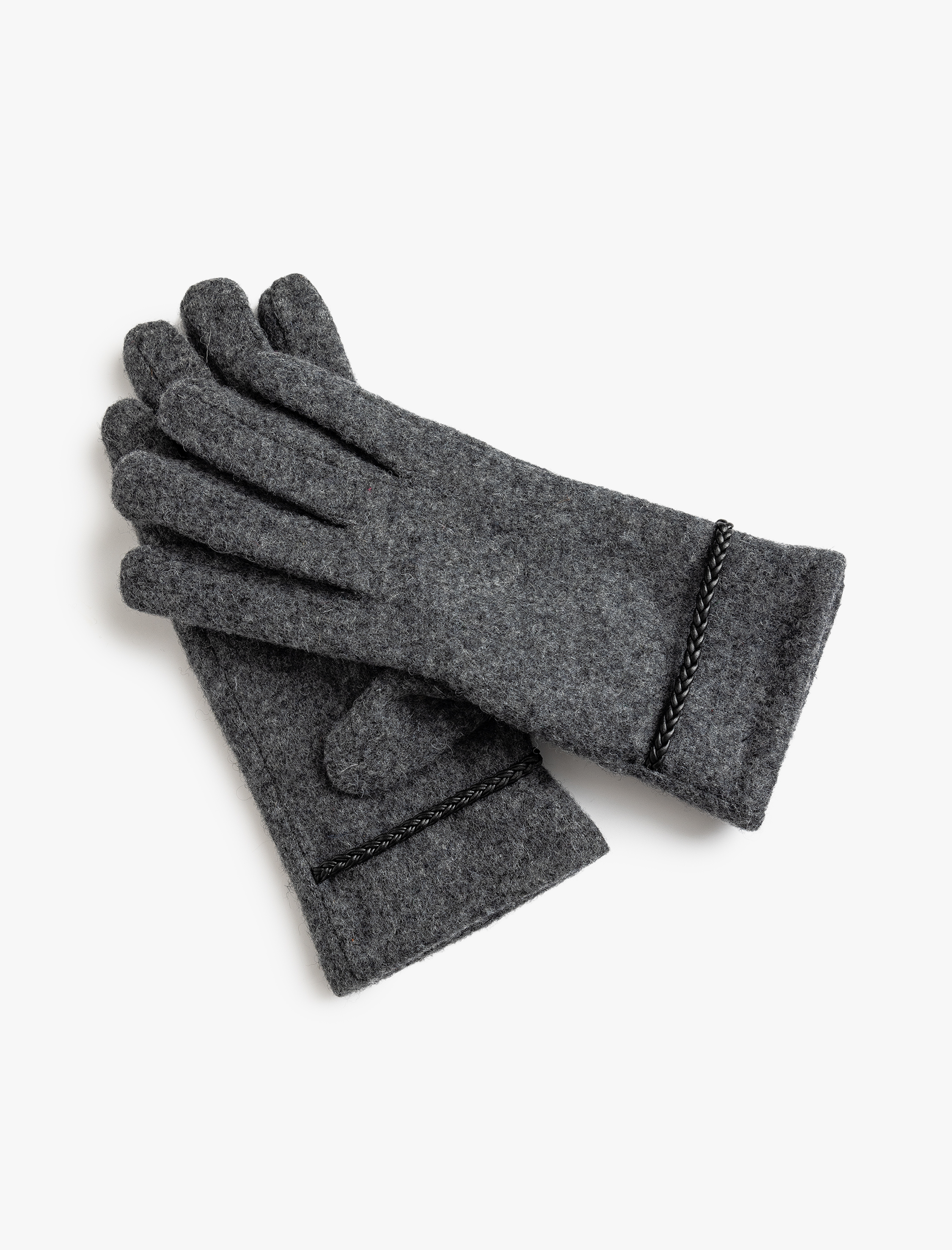  Kadın Eldiven Suni Deri Şerit Detaylı