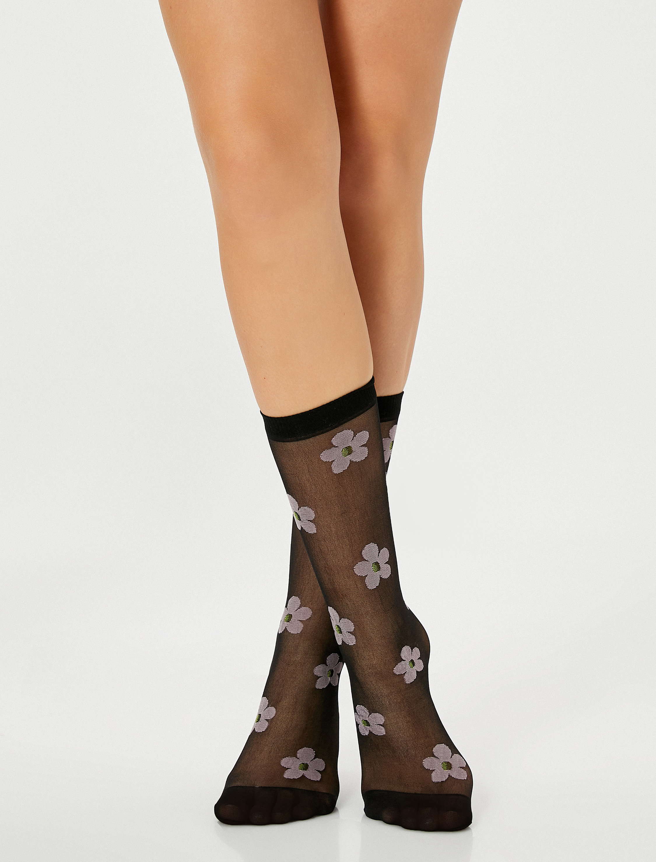  Kadın Soket Çorap Tül Çiçek Desenli