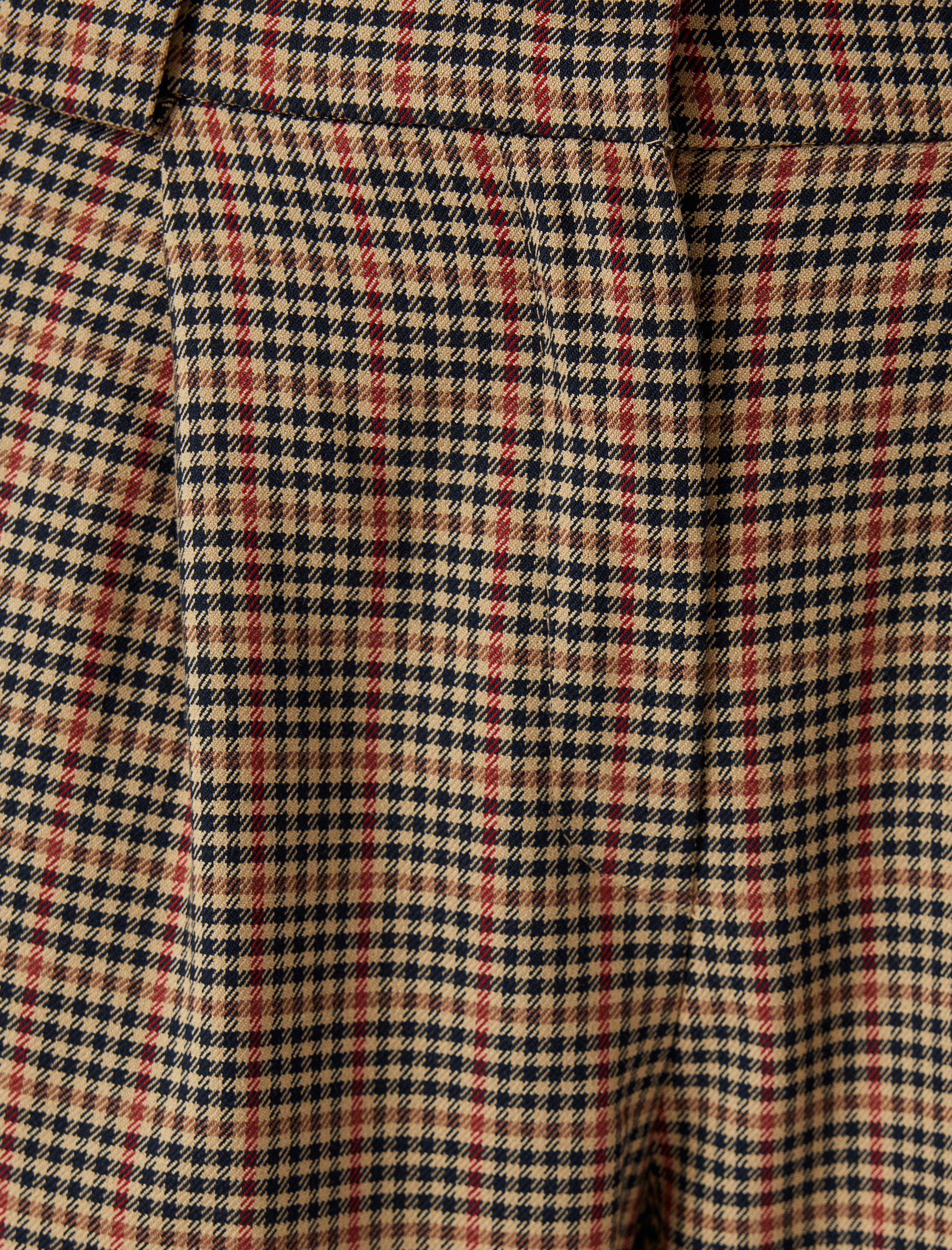   Yüksek Bel Cepli Pile Detaylı Ekose Palazzo Pantolon