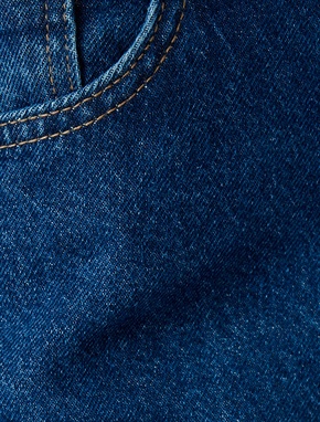 Yüksek Bel Kot Pantolon Düz Paça Düğmeli Pamuklu - Straight Fit Jean_5