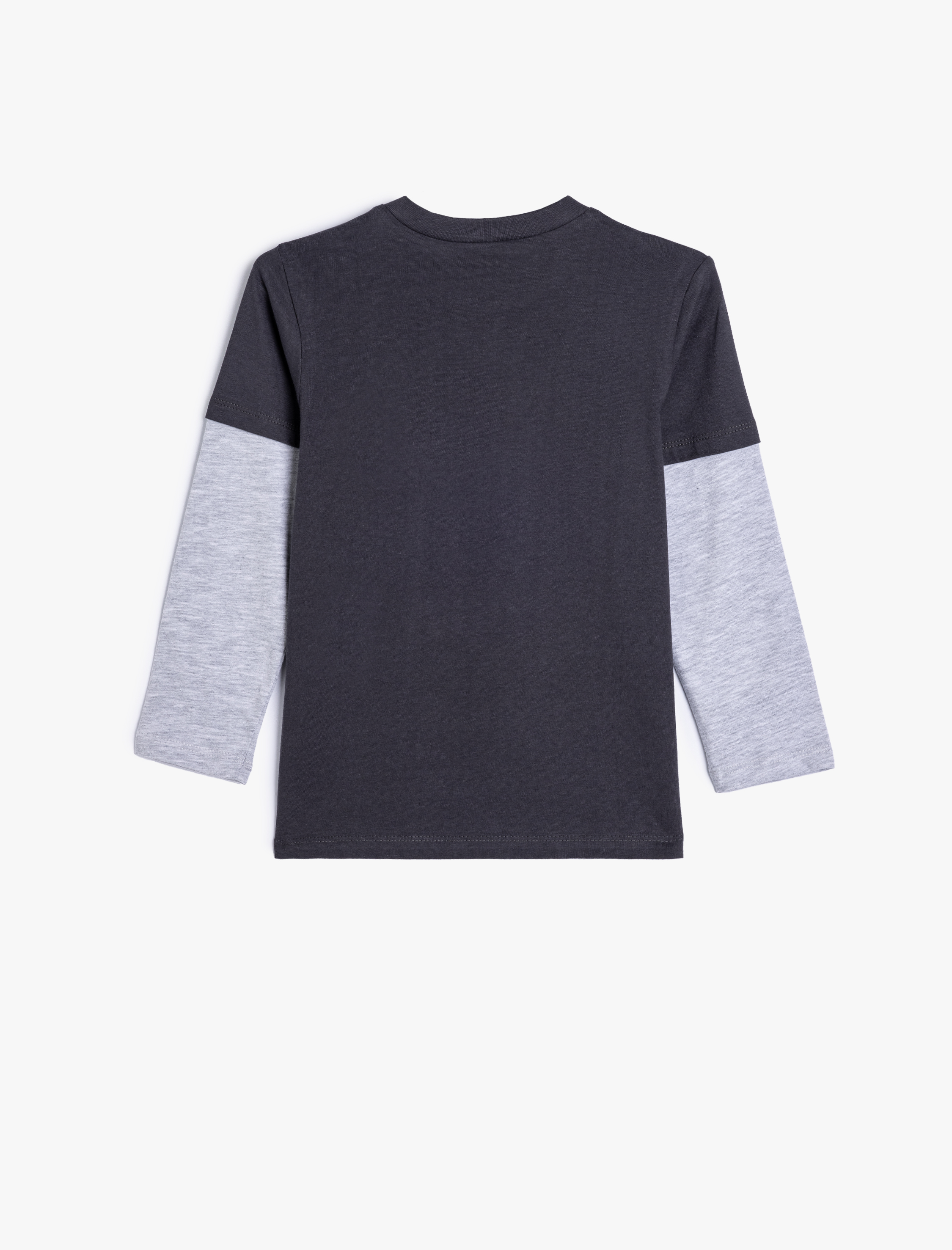  Erkek Çocuk Kaplan Baskılı Bisiklet Yaka Pamuklu Uzun Kollu Tişört