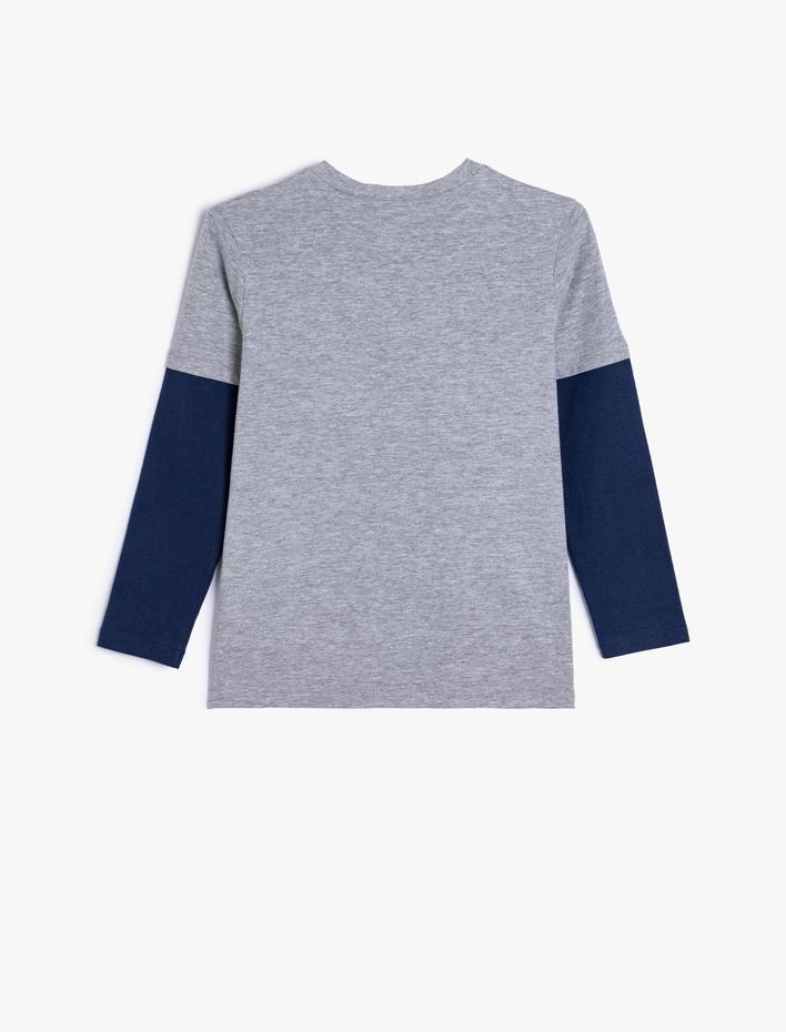 Erkek Çocuk Tişört Uzun Kollu Basketbol Baskılı Bisiklet Yaka