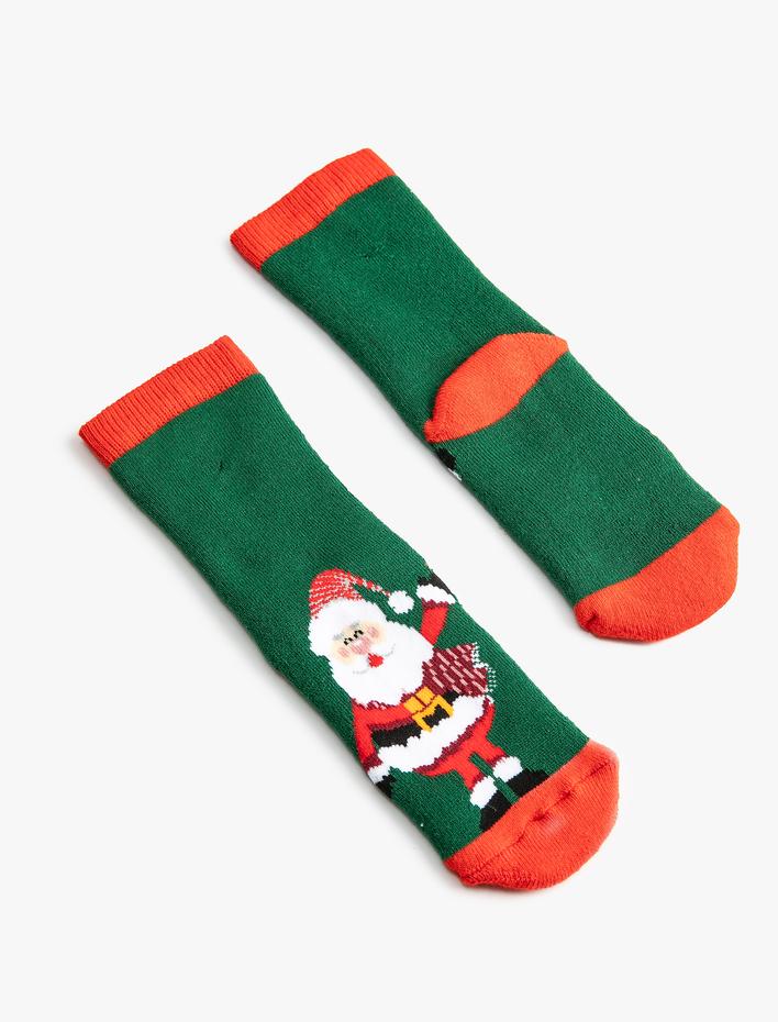 Erkek Çocuk Yılbaşı Temalı Havlu Çorap Noel Baba Detaylı