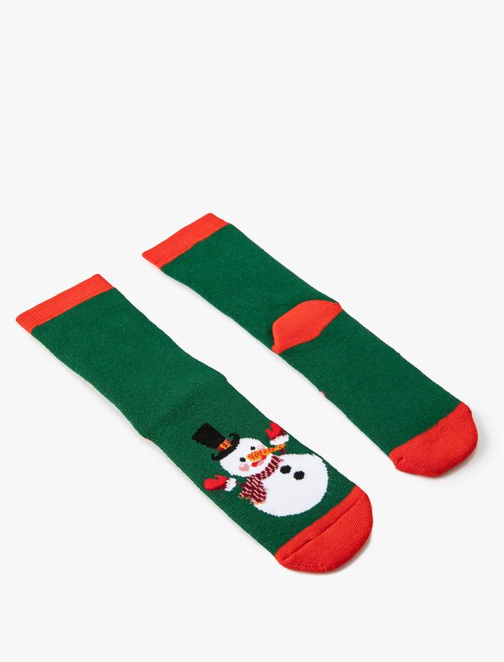 Erkek Çocuk Yılbaşı Temalı Havlu Çorap Kardan Adam Detaylı